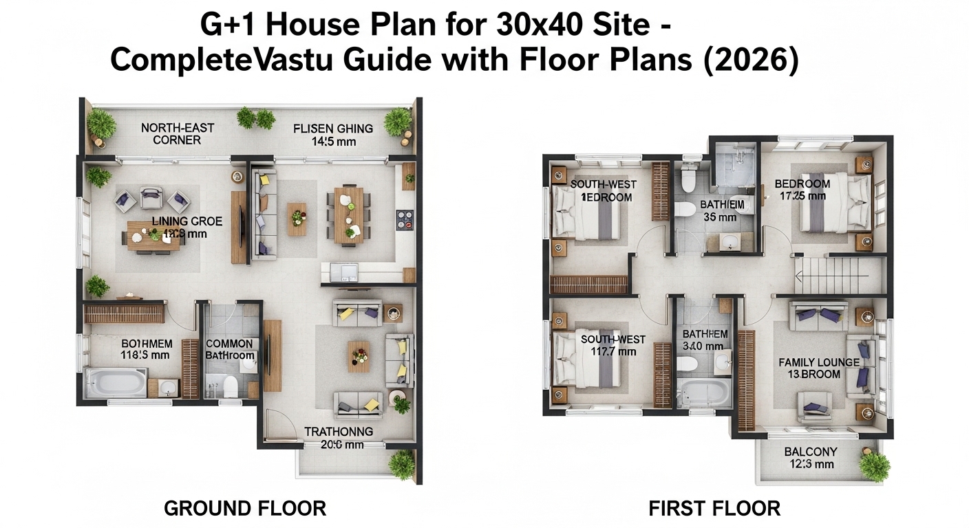 G+1 House Plan for 30x40 Site — Complete Vastu Guide with Floor Plans (2026)